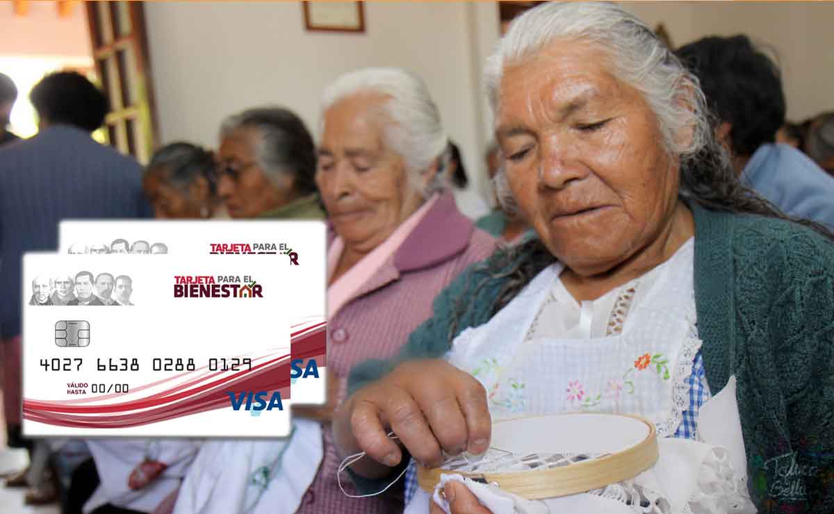 Abuelitas tejiendo esperando su pago de pensión bienestar 2022