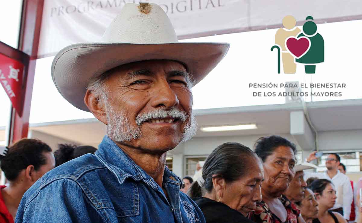 Adulto mayor feliz por recibir su pensión bienestar
