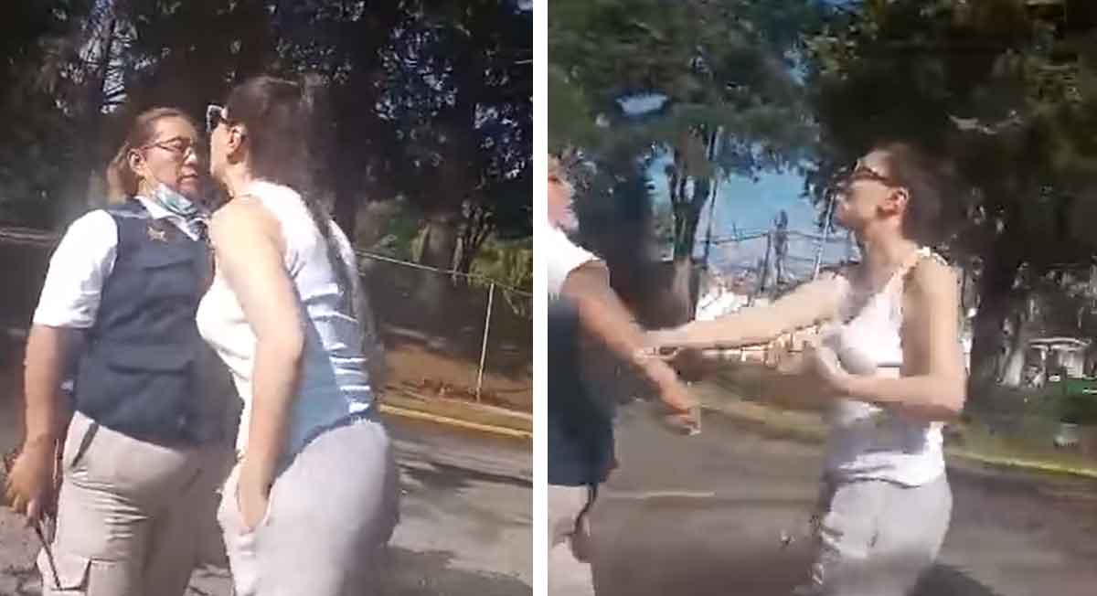 lady escupitajo agrede oficial privado de san carlos en metepec