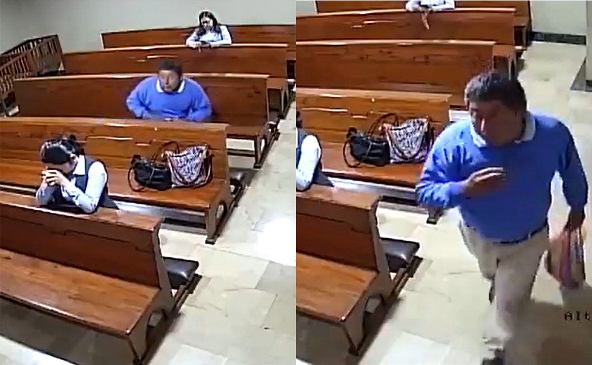 Católico se roba un celular y luego se persinga para retirarse