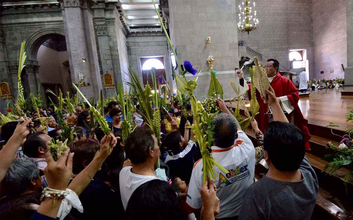 celebracion de domingo de ramos en catedral toluca