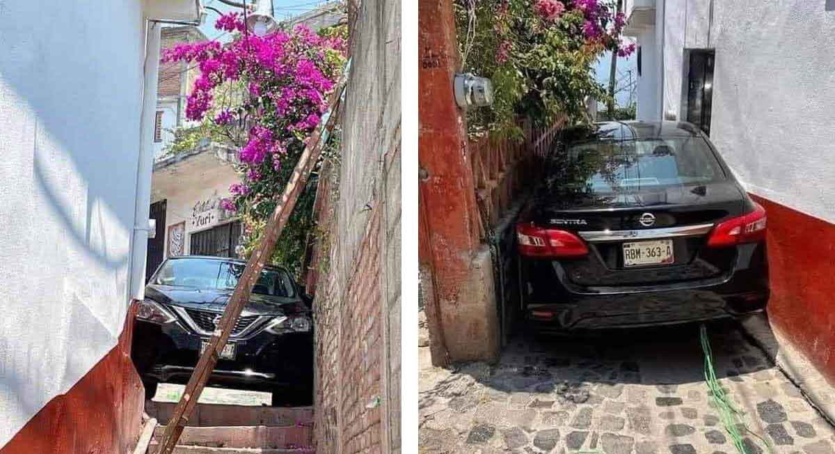 nissan sentra atorado en callejon de taxco guerrero