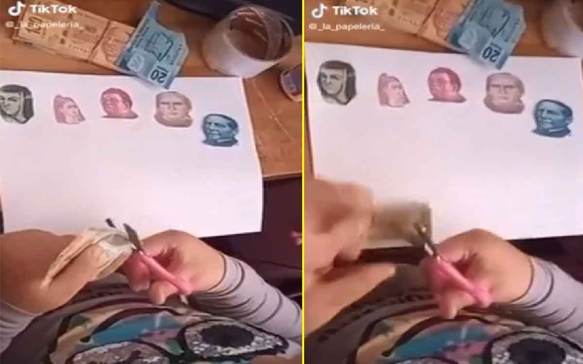 niña recorta billetes reales y se hace viedo viral