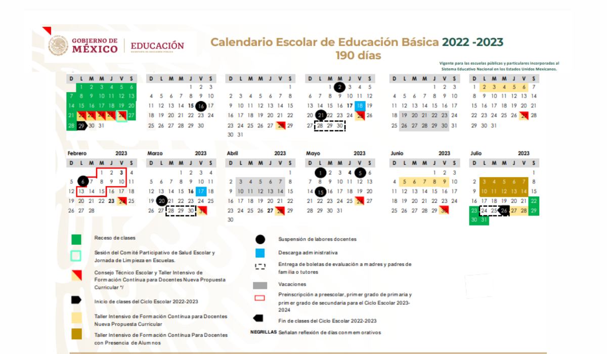 Posible calendario SEP ciclo 2022-2023 disponible para descargar 
