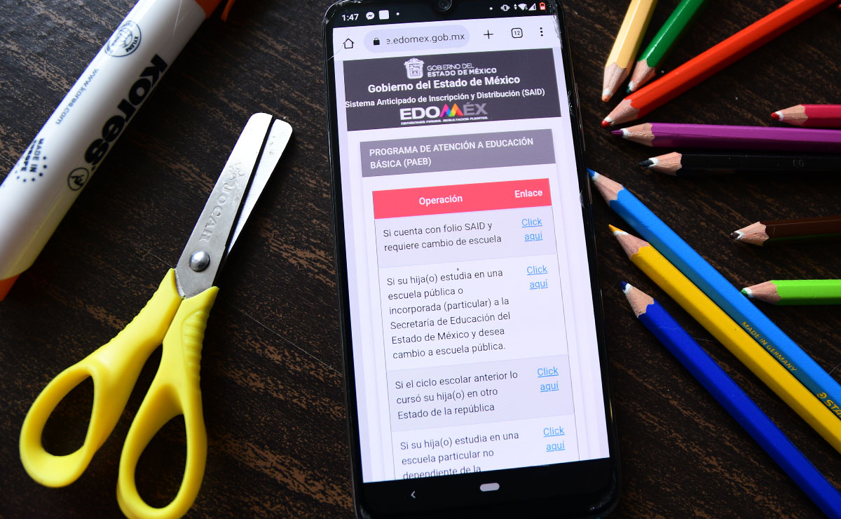 Página PAEB 2022 con los trámites que puedes hacer en el Edomex