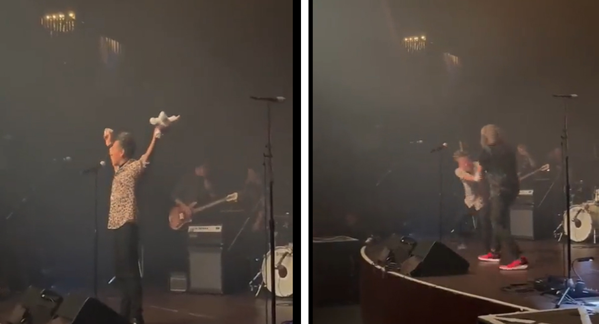 Rubén Albarrán rompe peluche del Dr. Simi en concierto