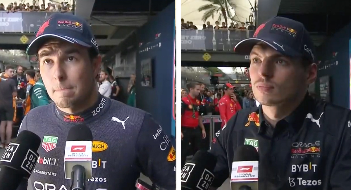 Checo Pérez y Max Verstappen en medios después del GP de Brasil