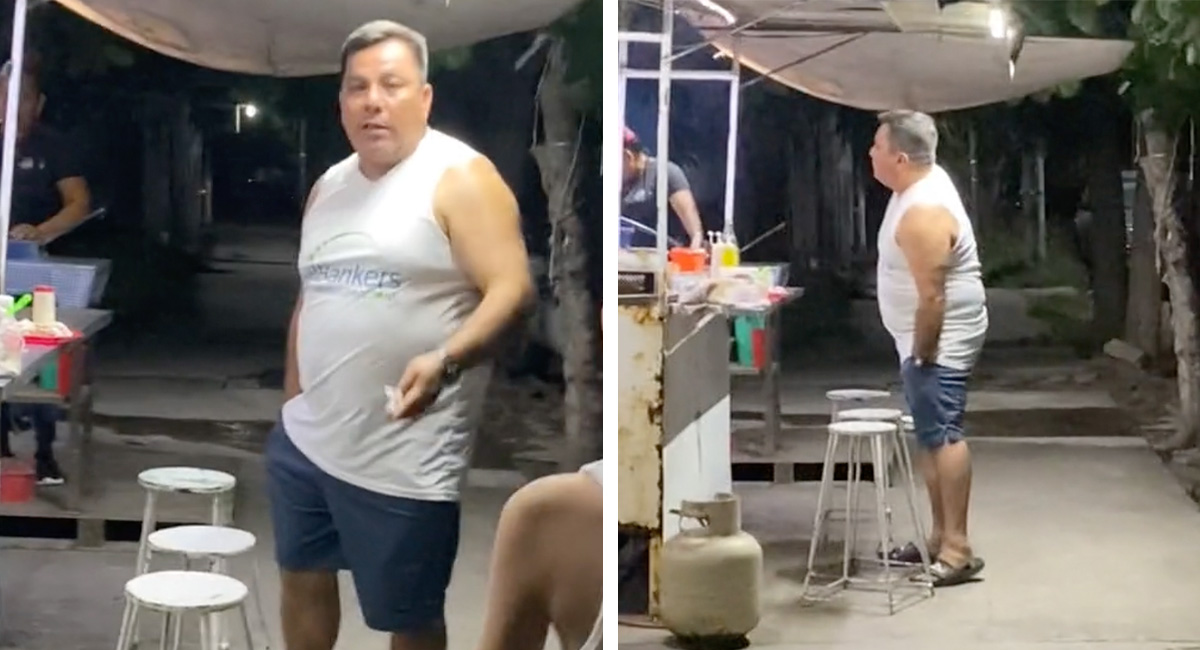 Señor que estaba a dieta es captado en puesto de tacos