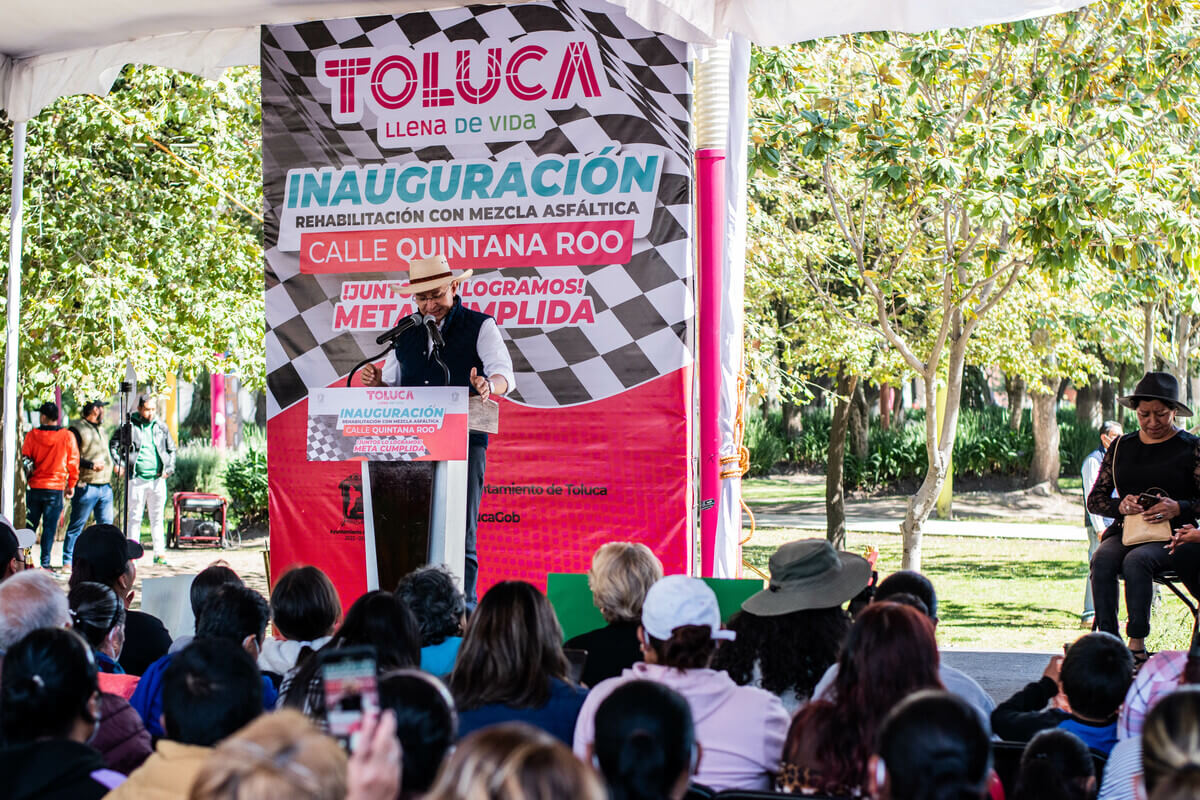 imagen de la inauguración de la repavimentación de quintana roo