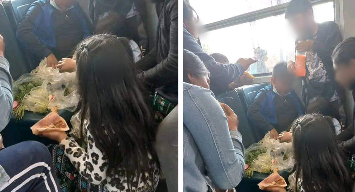 Familia haciendo tacos placeros en el metro