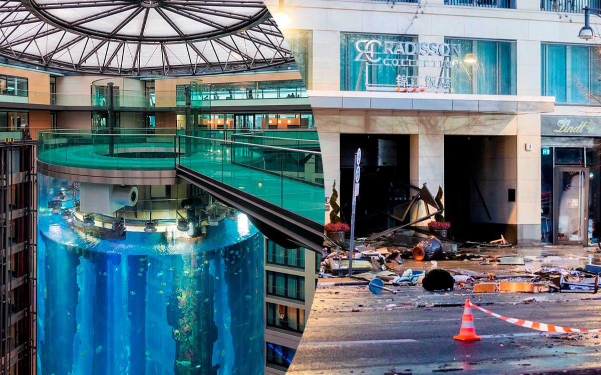 estalla acuario aquadom en berlin y se hace tendencia