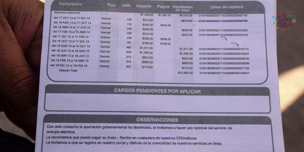 Pasos para cambiar el nombre al recibo de la Luz CFE