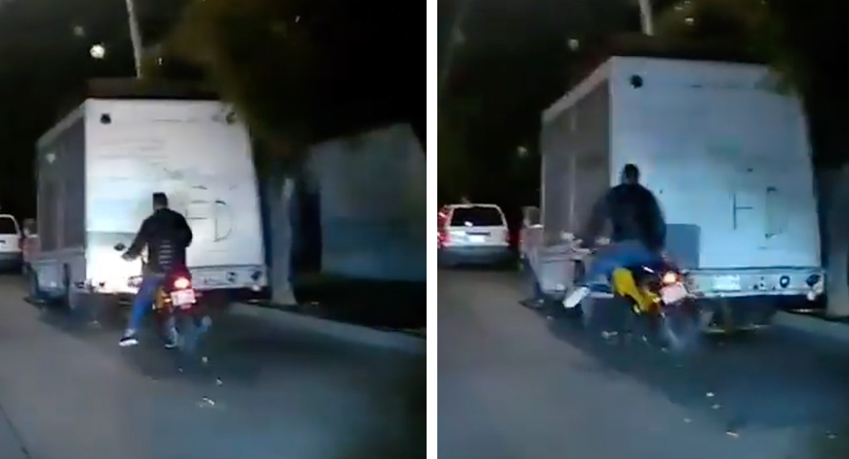 Motociclista choca con camión estacionado