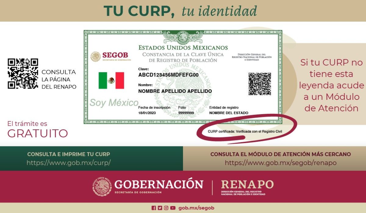 ejemplo del CURP certificado EdoMéx 2023