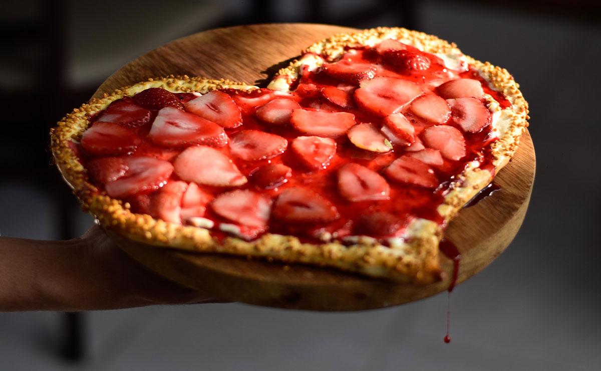 Pizza en forma de corazón en Toluca