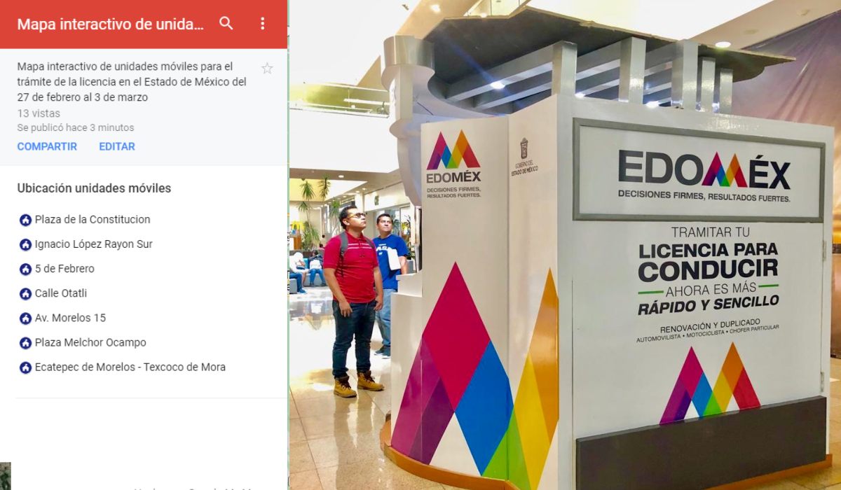 Mapa interactivo de unidades móviles para el trámite de la licencia en el Estado de México del 27 de febrero al 3 de marzo 