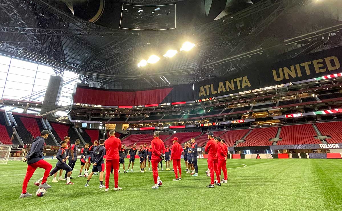 Equipo del toluca FC entrenando previo al partido vs Atlanta United