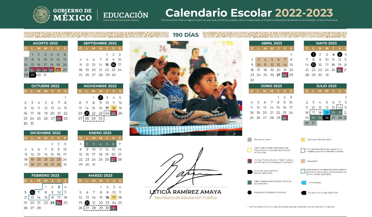 Nuevo calendario 2022-2023 de la SEP