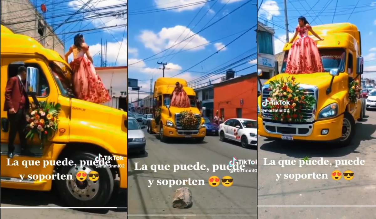 Joven de Santiago Tianguistenco llega en trailer a sus XV y se hace viral 