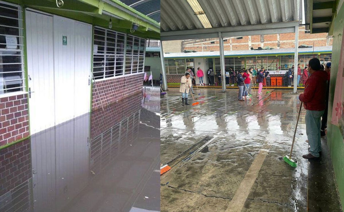 Escuela inundada en Toluca