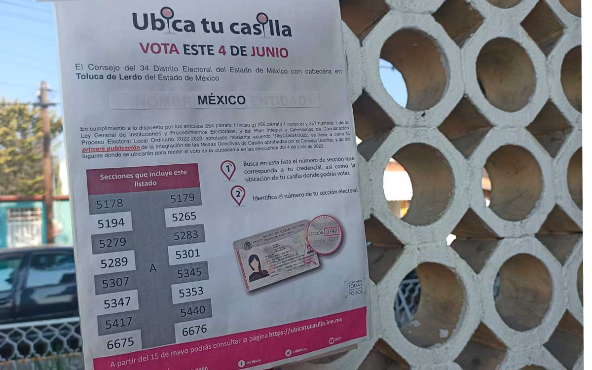 cartel de pasos para ubicar mi casilla para votar en edomex 2023