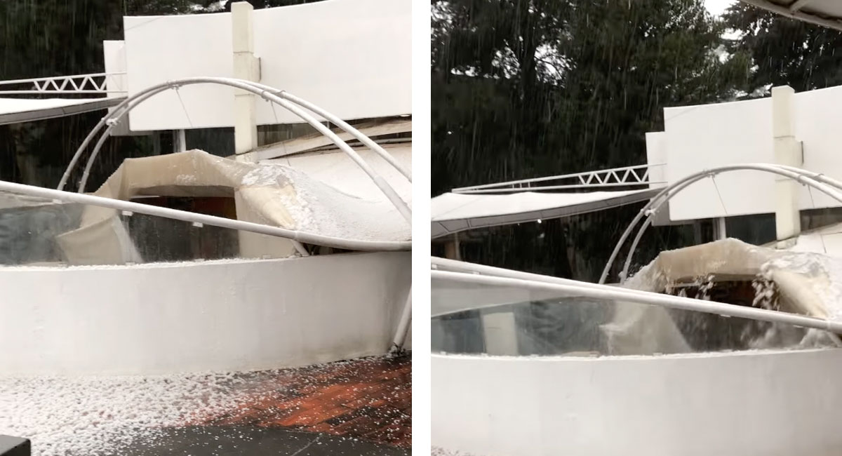 techo de lona de la facultad de arquitectura y diseño de la uaemex se desploma