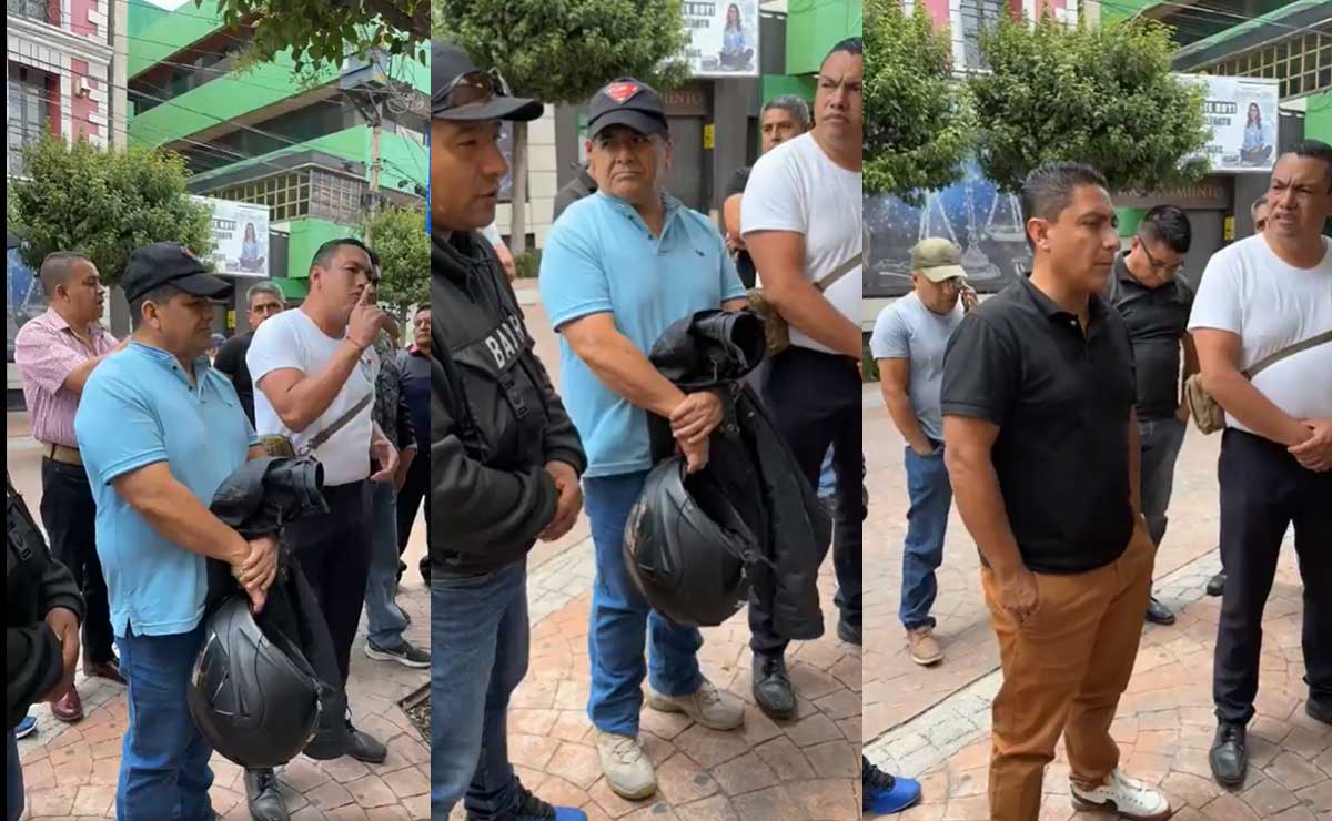 Policías manifestandose en Toluca por las malas condiciones de trabajo en Edomex