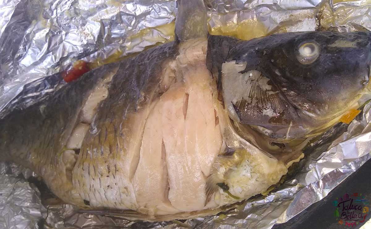 Carpa cocida en la Feria de la Carpa en San Pedro Cholula