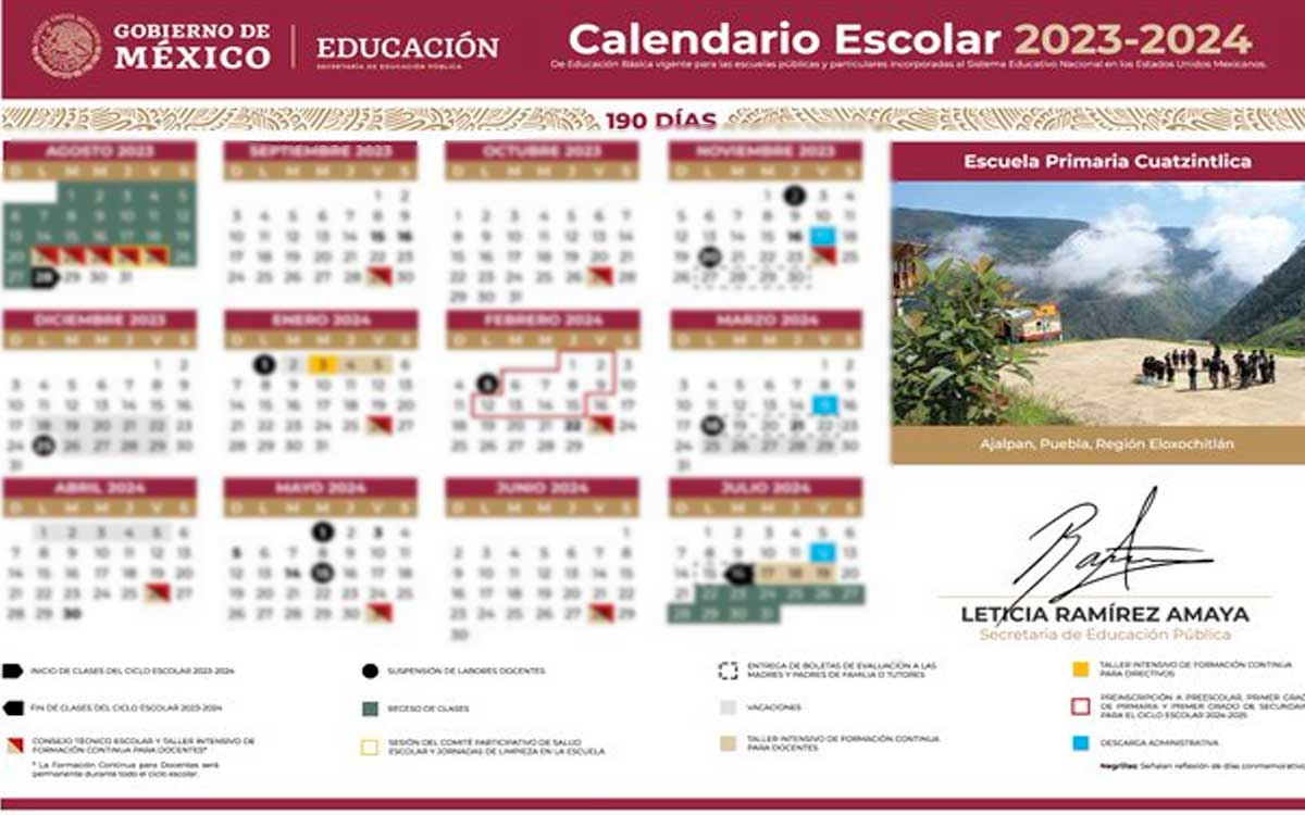 calendario oficial ciclo escolar sep 2023 2024 para basica publicado por educacion
