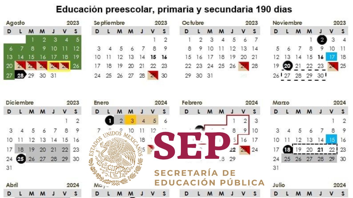 Calendario SEP 2023-2024 escolar de la SEP