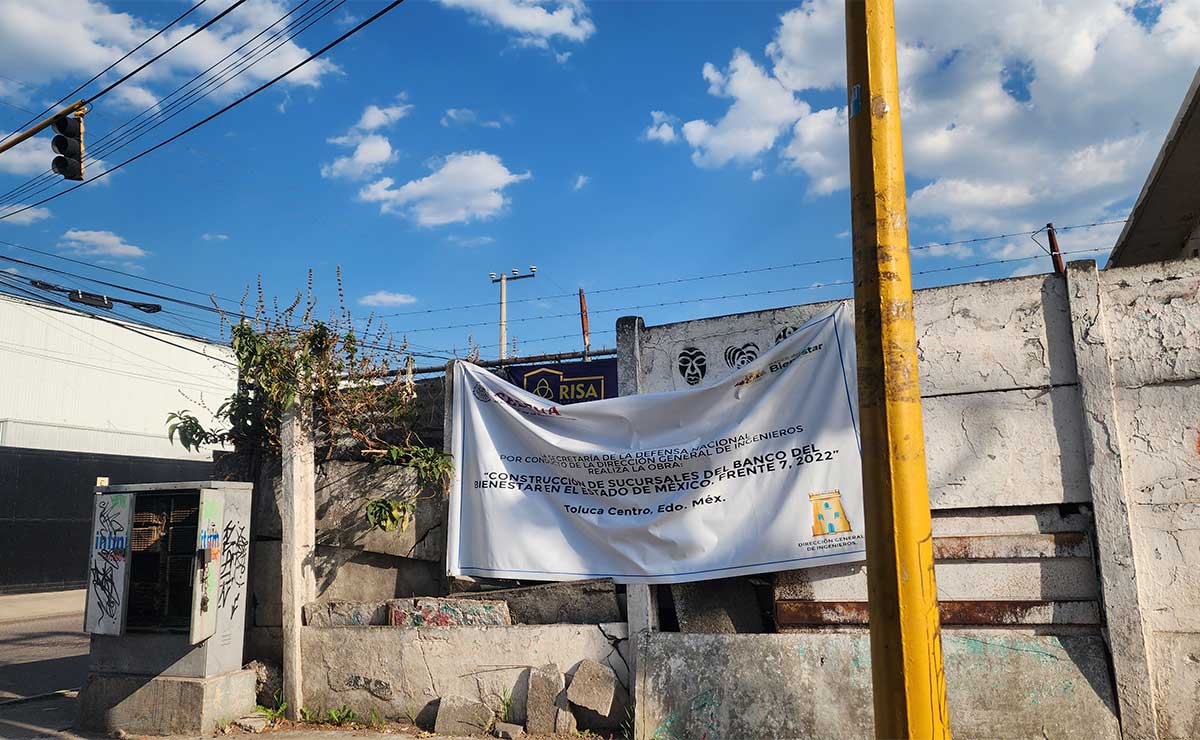 Construcción del banco del bienestar en Toluca