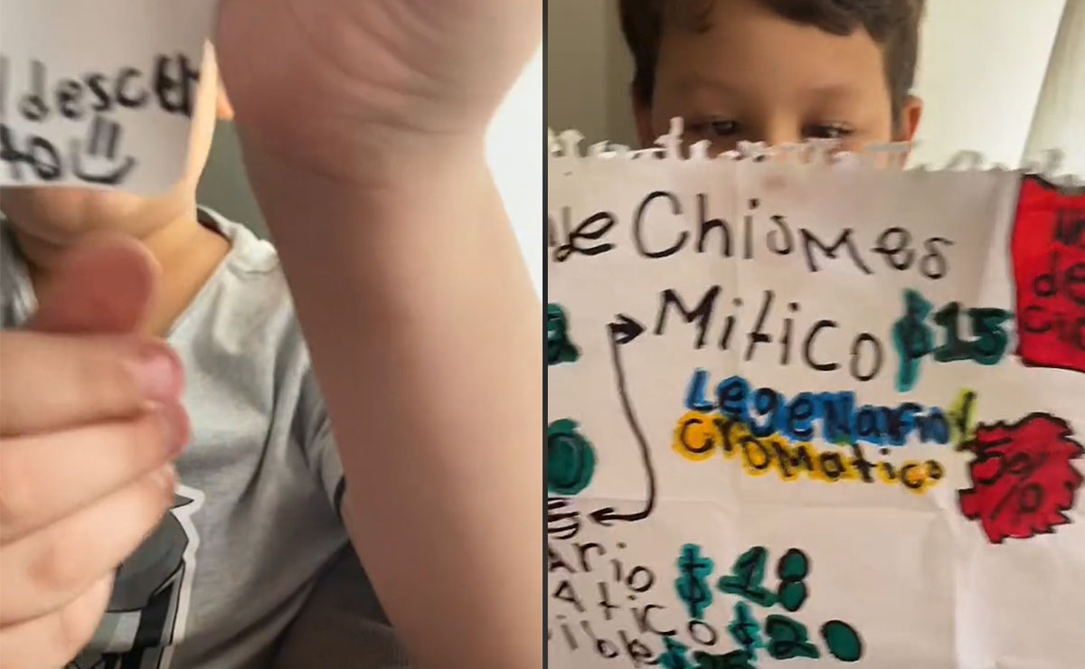 Niño vendiendo chismes en su escuela