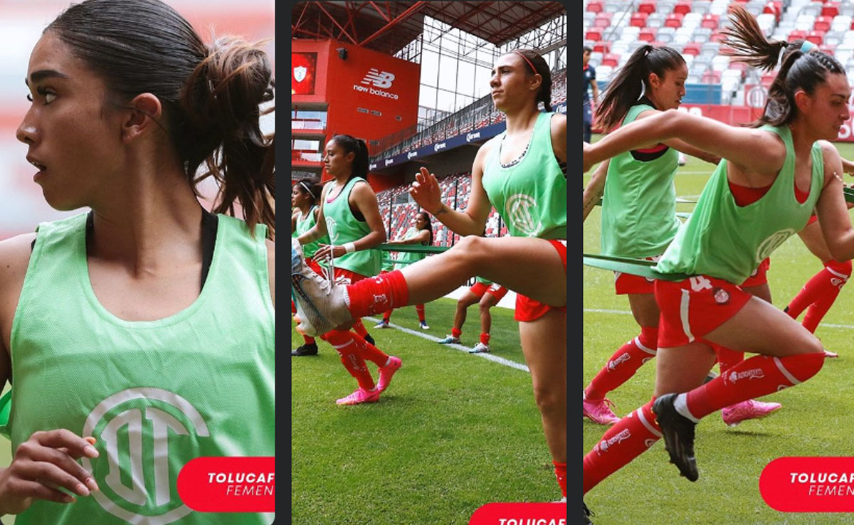 diablitas del Toluca FC Femenil entrenan sin uniforme de entrenamiento New Balance julio 2023