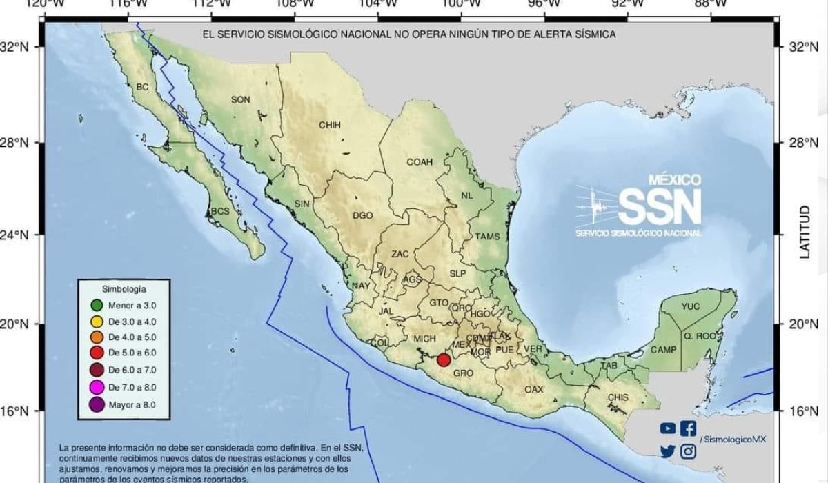 Se registra sismo perceptible en EdoMéx, CDMX y Guerrero