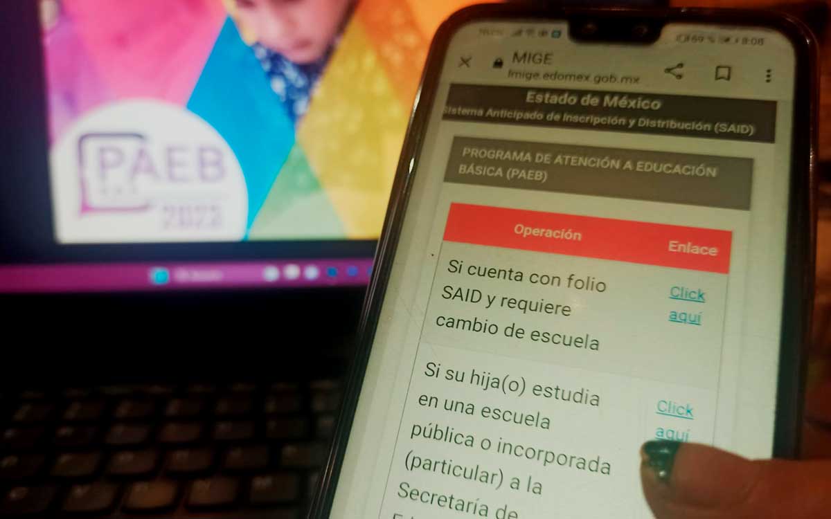 pagina oficial para hacer cambio de escuela o truno paeb 2023 en edomex