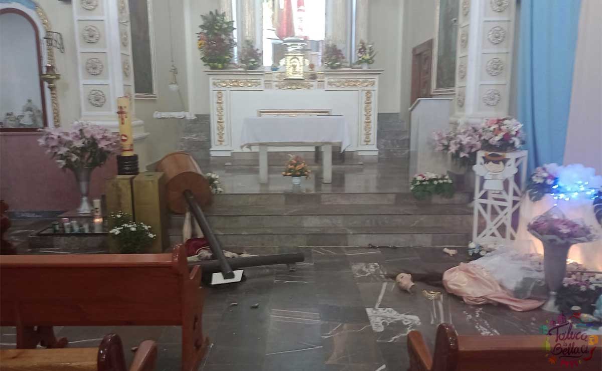 Sujeto tira santitos en Toluca