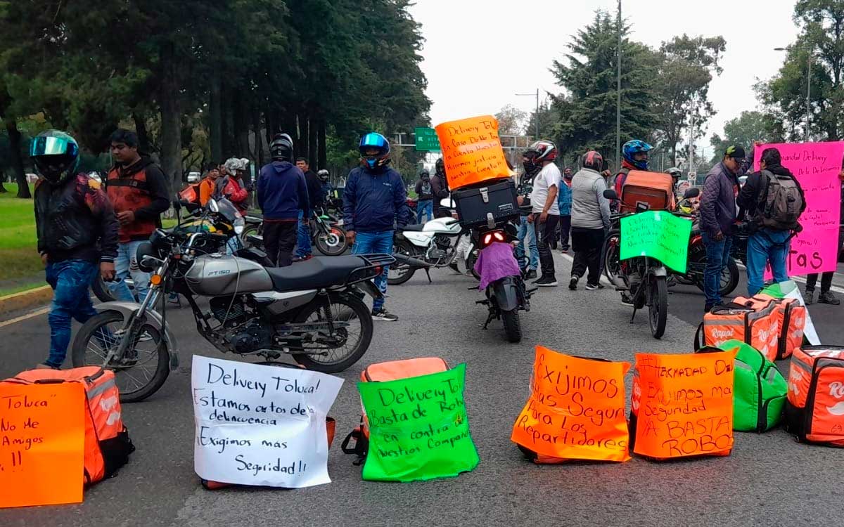 manifestacion de repartidores en toluca