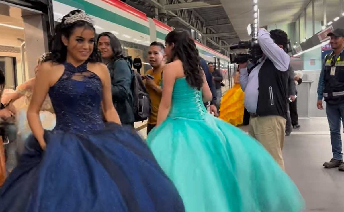 Sesión de quinceañeras en Tren Interurbano México-Toluca