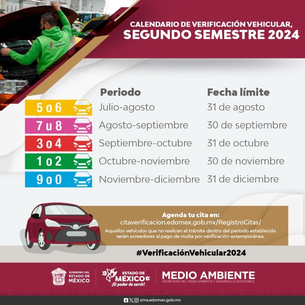 ¡No te pierdas la verificación vehicular del segundo semestre 2024 en el Estado de México!